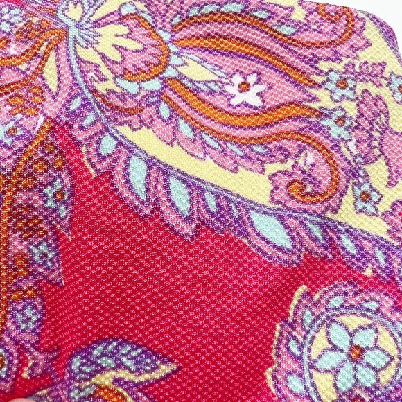 Lands' End Sz 10 Tankini Swim Top Red Floral & Paisley Padded Bra Square Neck - Picture 9 of 9